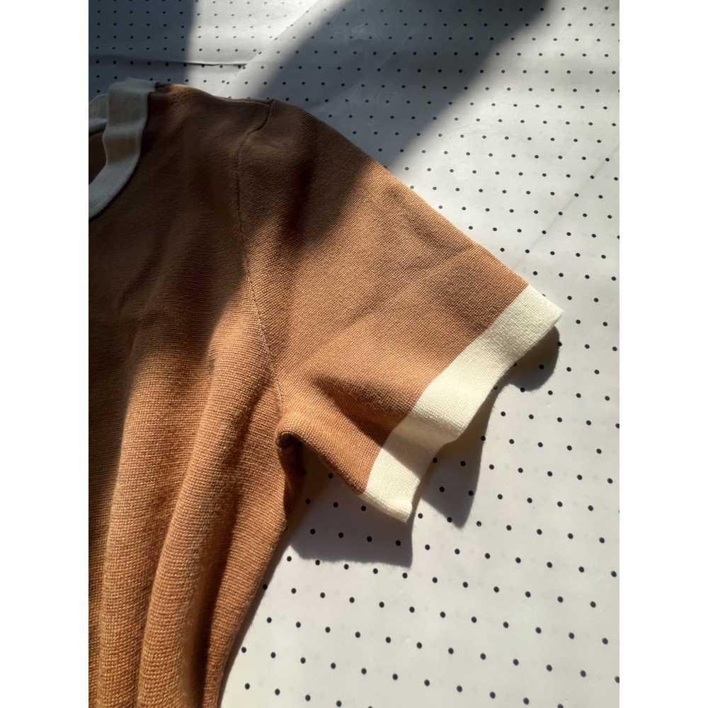 Talbots Camel Knit Sweater Dress Gold Button Old Money Preppy Midi Brown M - Picture 5 of 9
